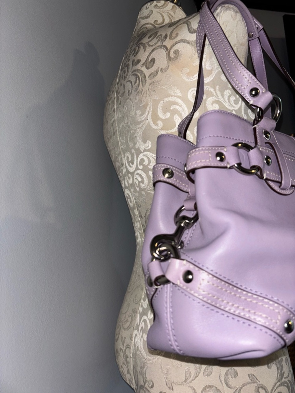 Coach Carly Carryall Lavender Leather Shoulder Bag - Picture 6 of 8